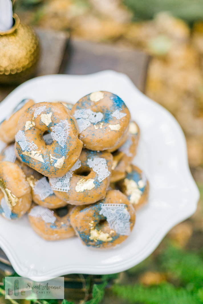 lace and gold leaf donuts