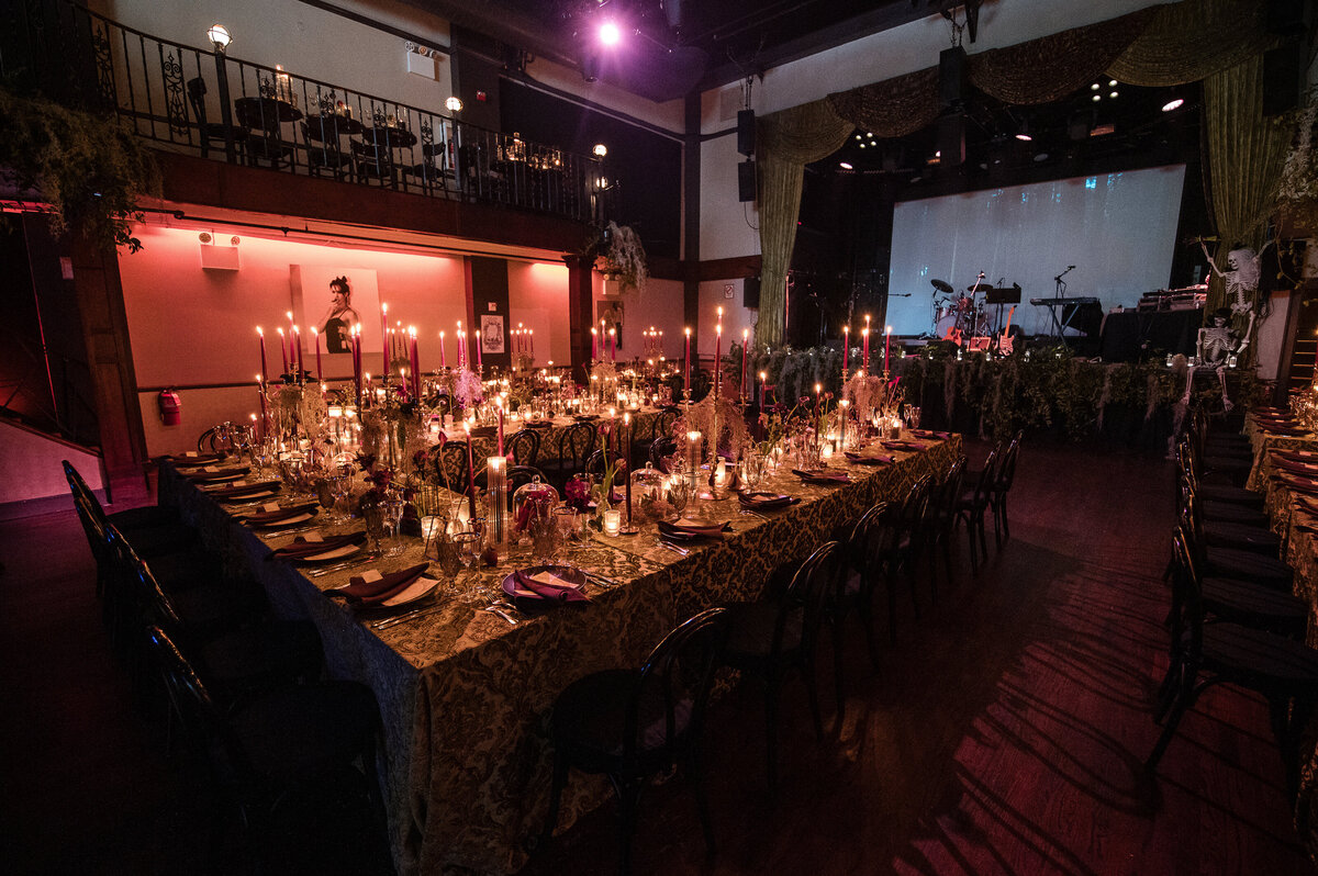 A wedding reception setup at the Bowery Ballroom in NYC