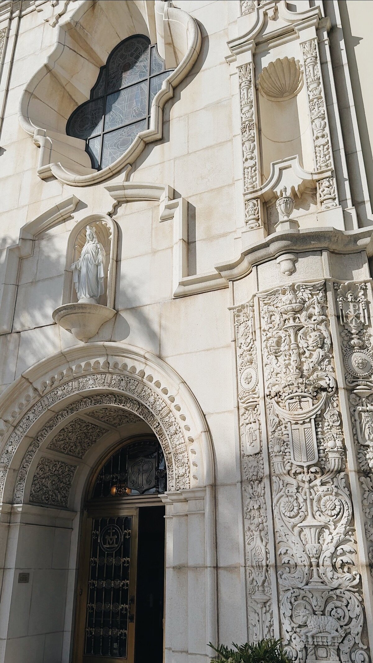 The detailed architecture of The Immaculata Catholic Church at The University of San Diego.