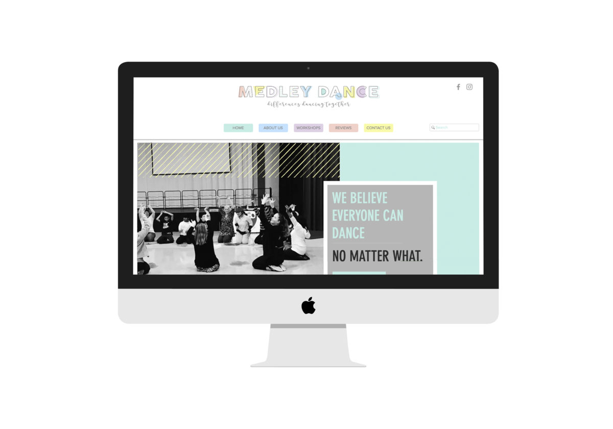 Medley Dance Website on iMac screen