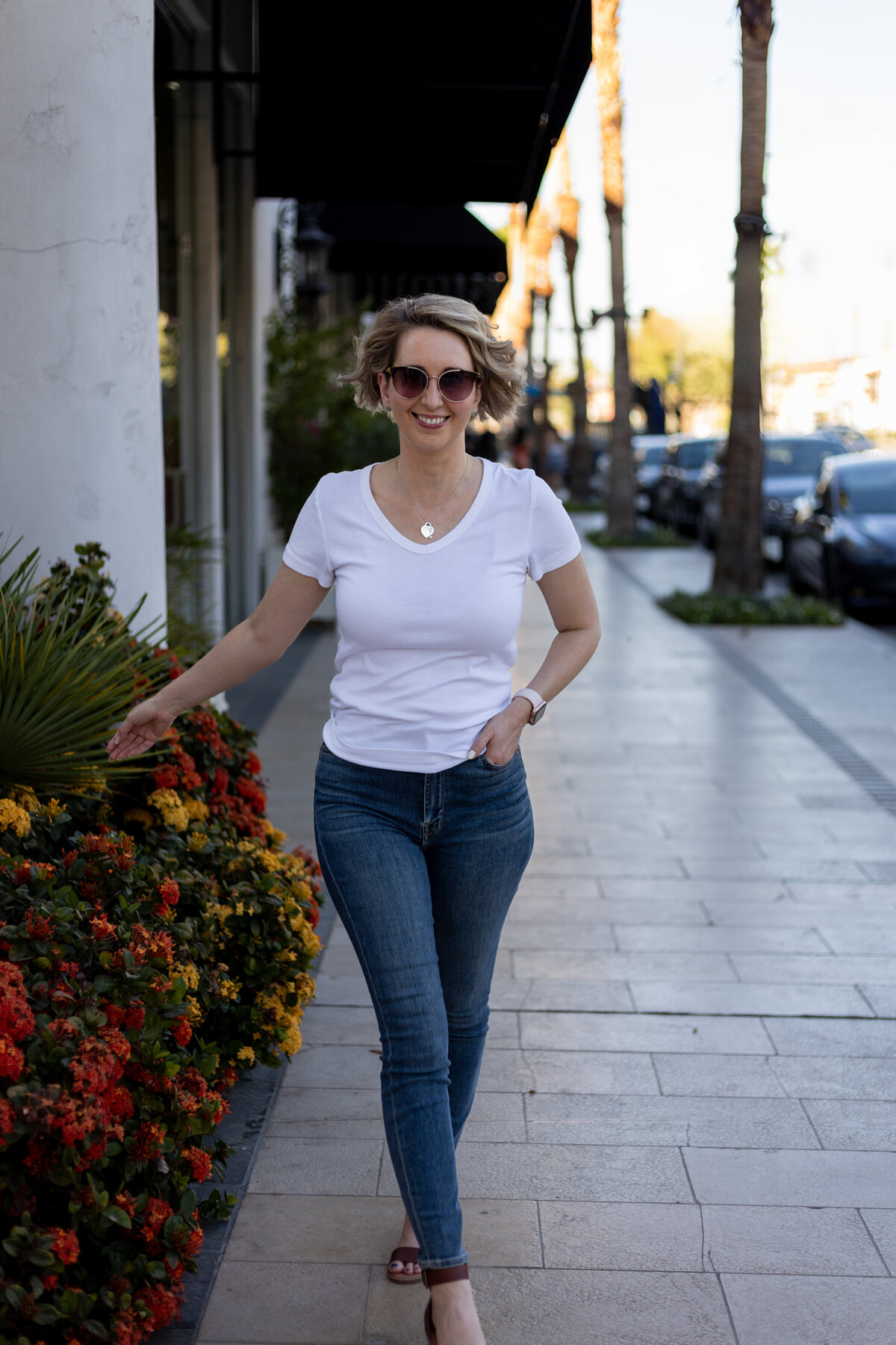 Sally Martinez walking down El Paseo in Palm Desert