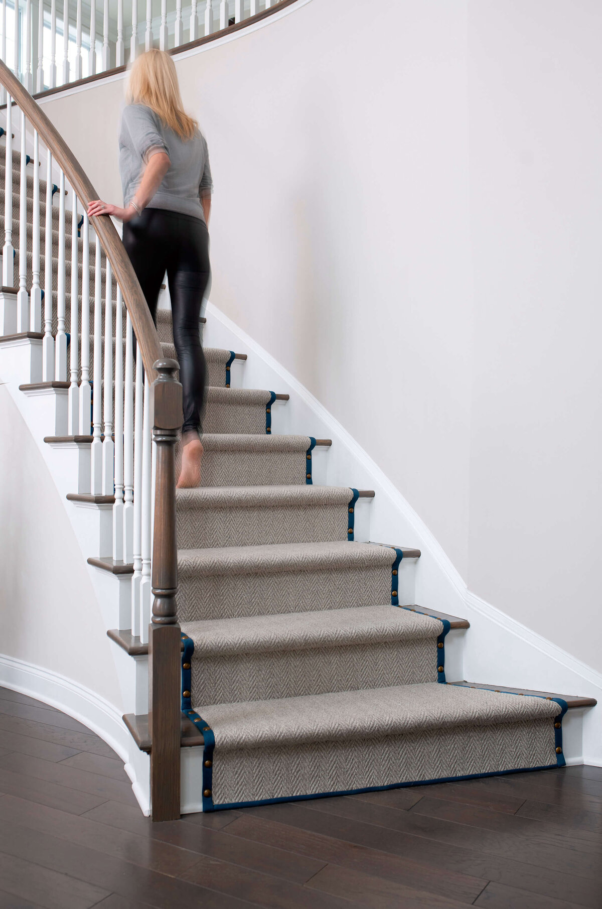 Sophisticated staircase project designed by Glass House Design Group in Boston. Effortlessly chic New England interior design that works for real life.