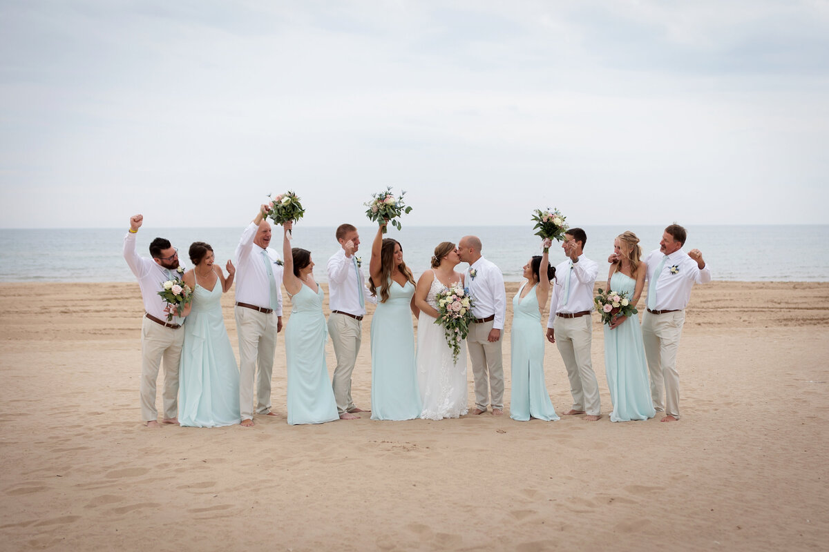 beach wedding party