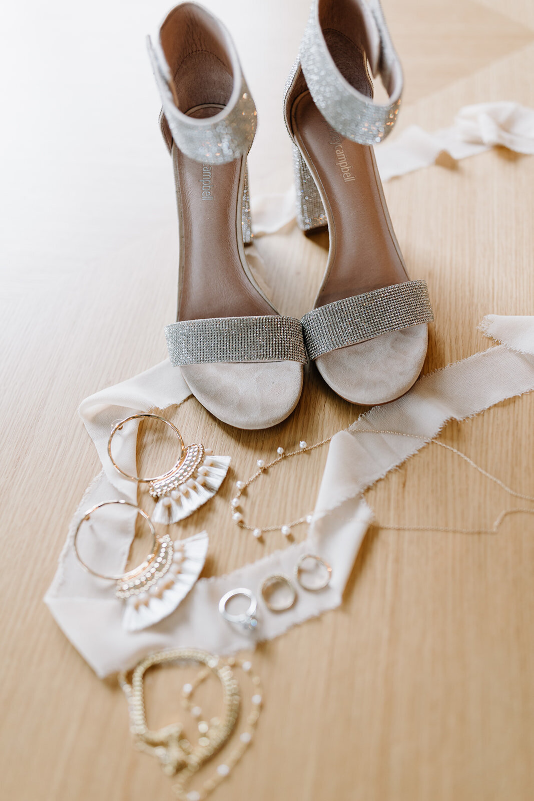 Bridal shoes and necklace.