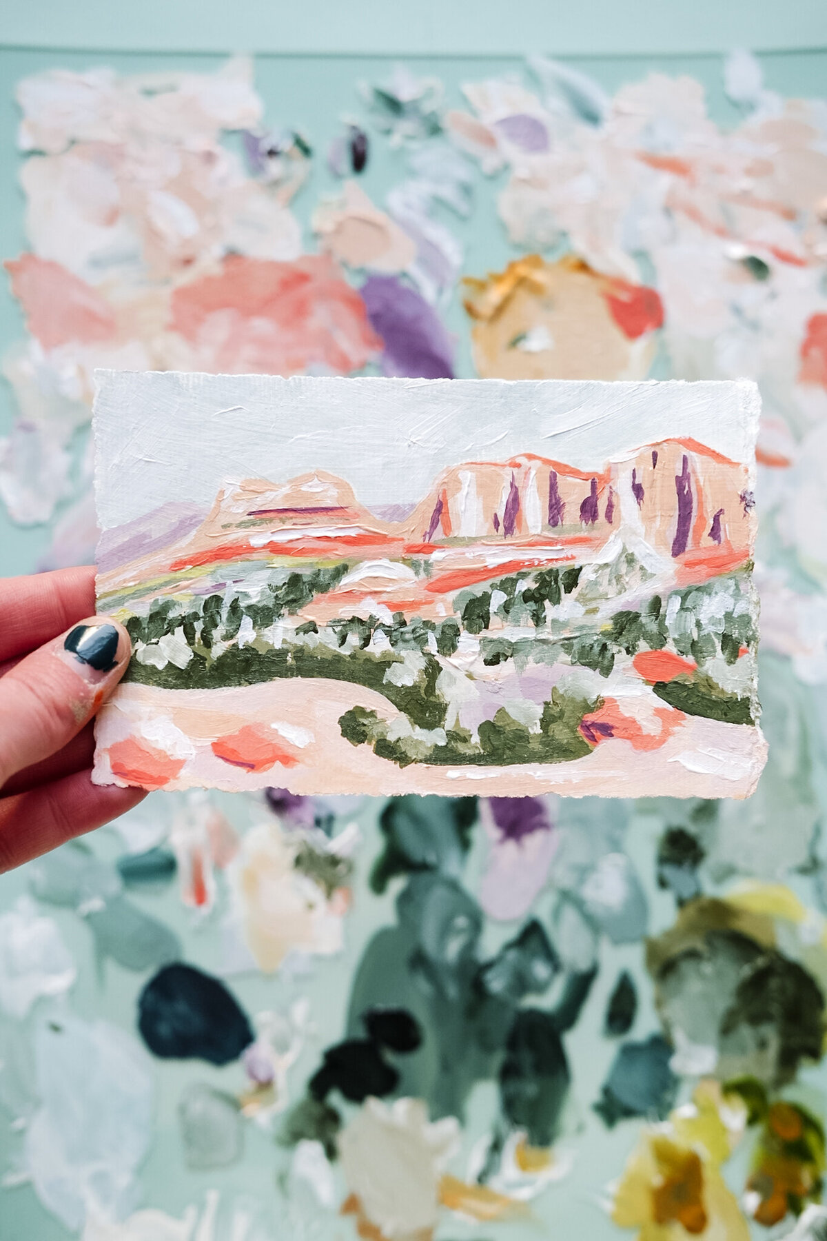 acrylic-painting-desert-mini-landscape-handheld