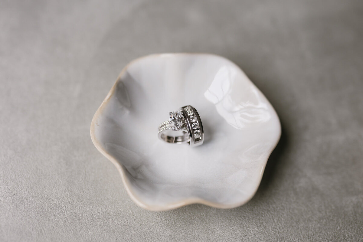Closeup detail of wedding rings