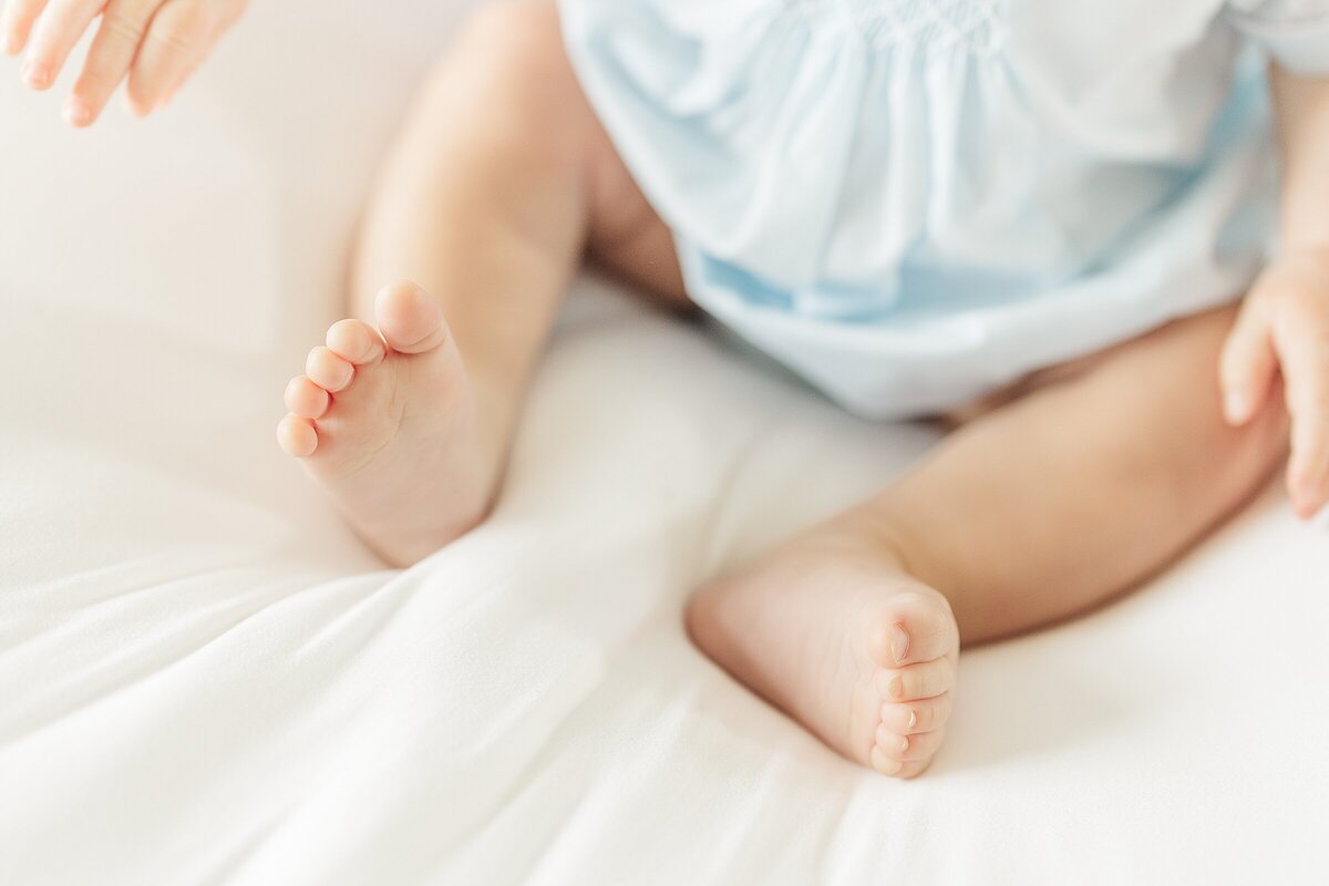 baby feet for six month studio milestone session in kinston, nc