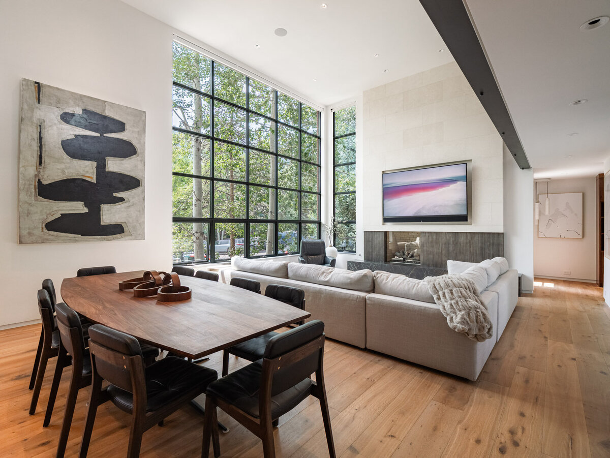 Exterior and interior views of the luxury home at 624 E Hopkins Avenue in Aspen Core, Colorado.