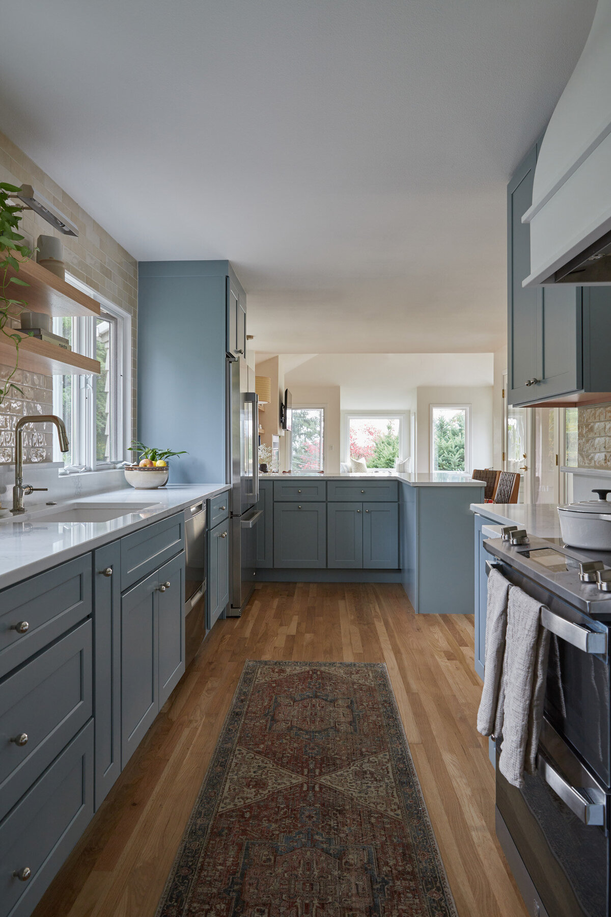Blue, colorful kitchen