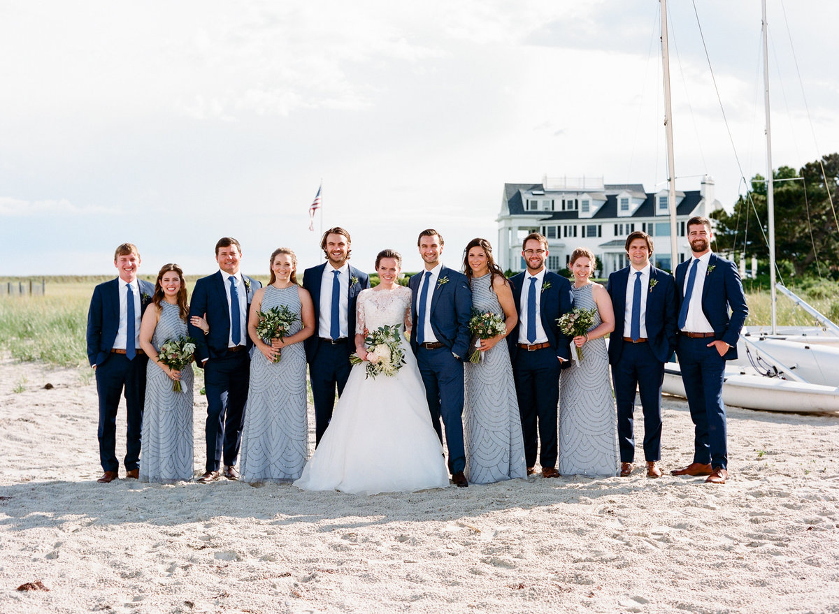 Bridal party on the beach Cape Cod