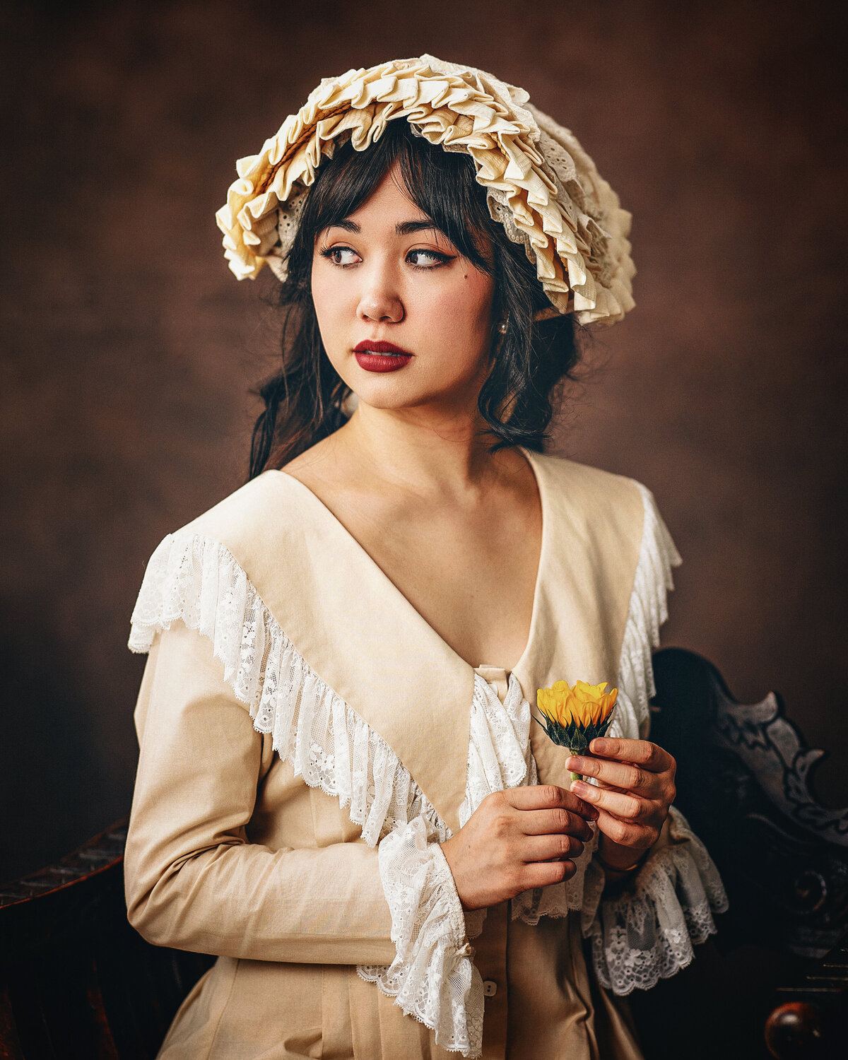 Historical costume painterly portrait in Seattle — fine art photography with period-inspired wardrobe, dramatic lighting, and timeless artistry.