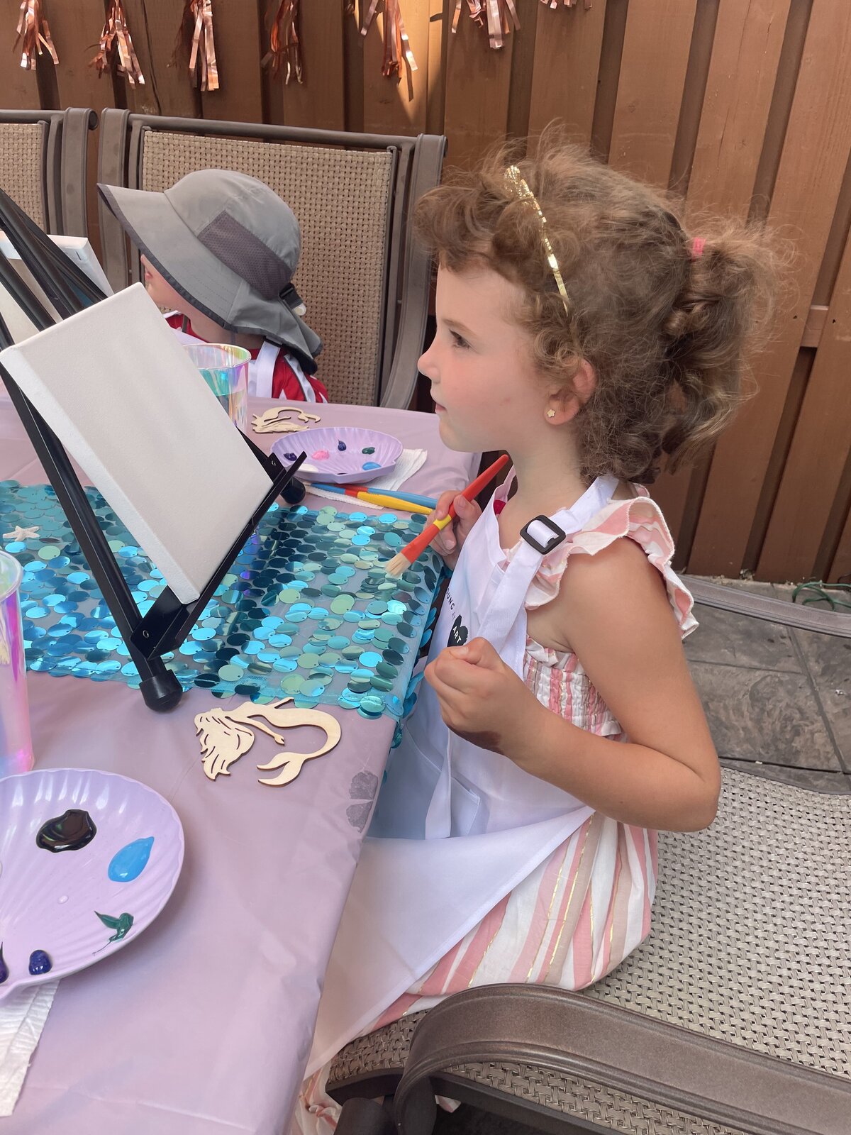 Children painting at a mobile birthday paint party hosted by Young at Art in Ontario