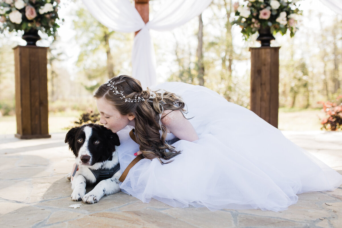 Flower Girl with Dog in Wedding Ceremony