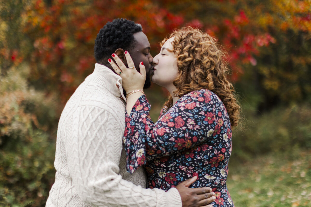 Hudson Valley engagement session with real laughter at Stuart's Fruit Farm