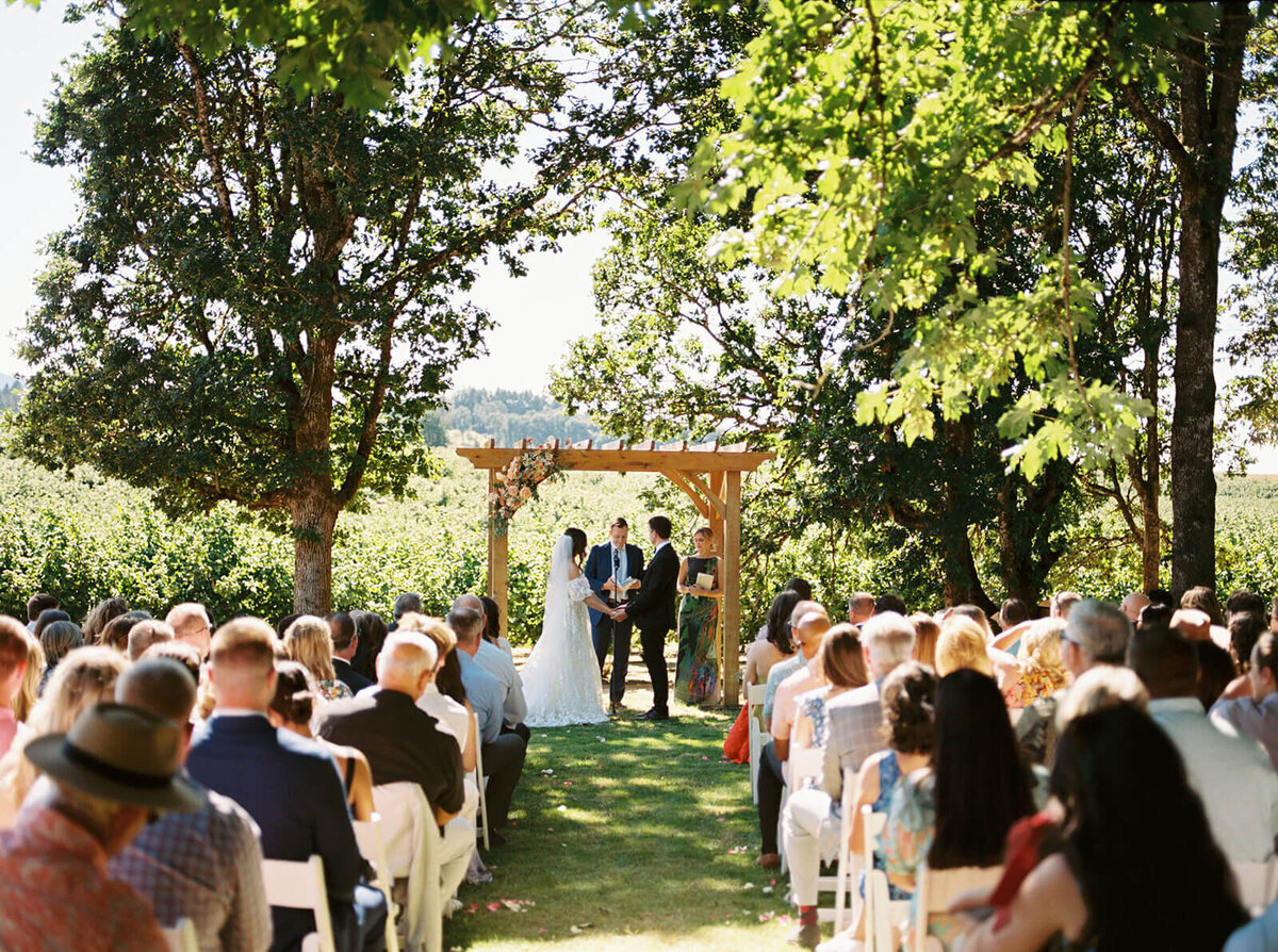 An outdoor wedding ceremony.