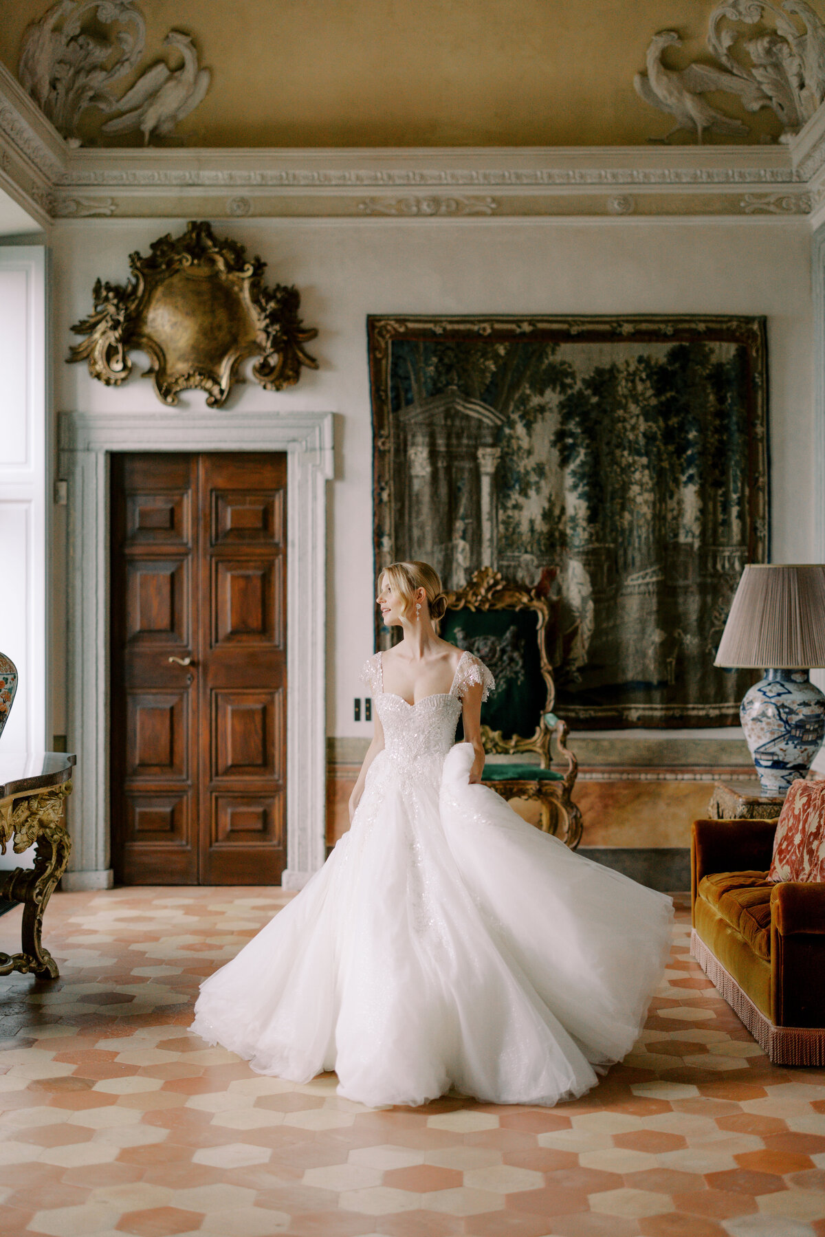 Destination wedding photos taken in Lake Como at Villa Balbiano, Italy.