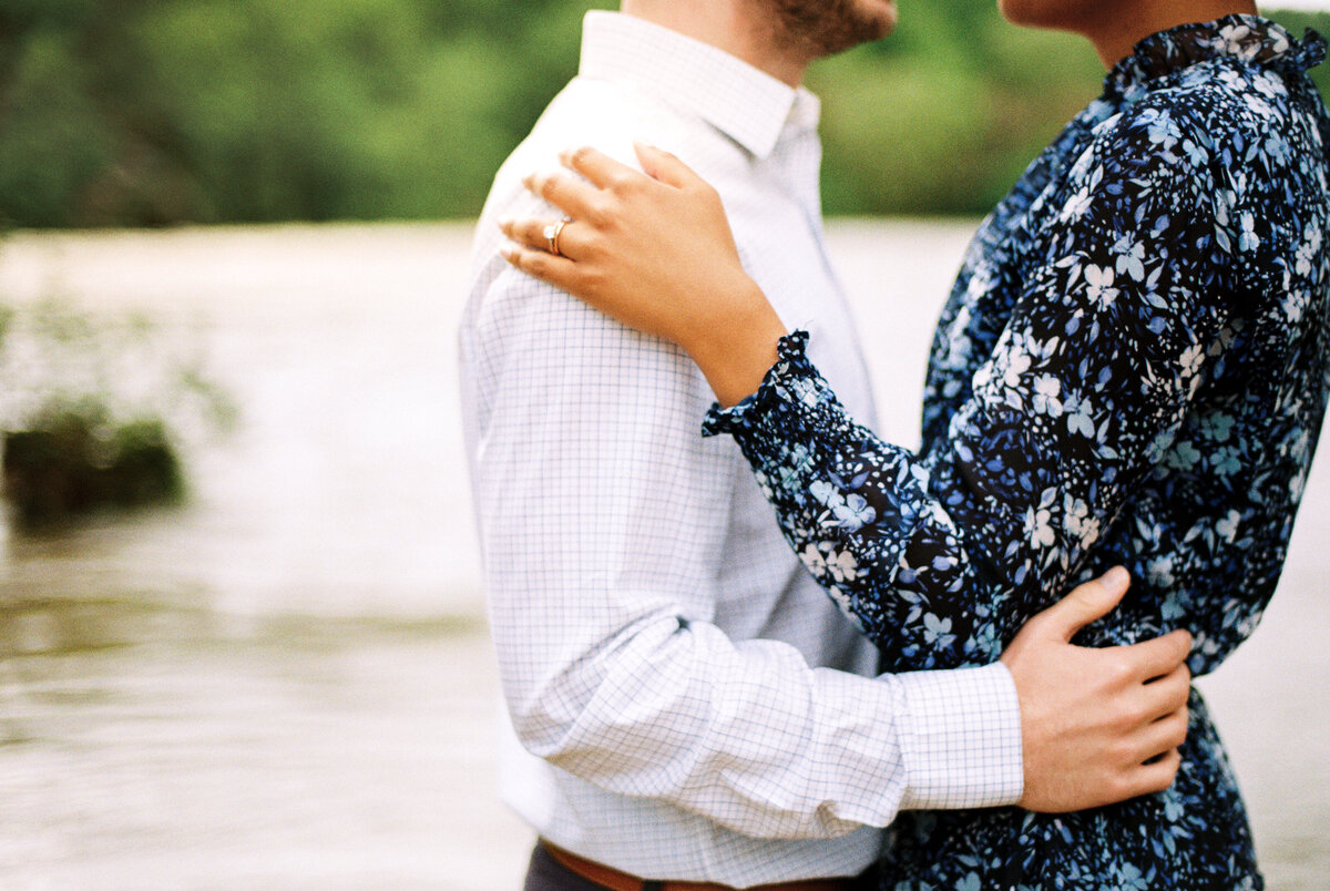 Chattahoochee Coffee Company couples engagement photography session on Chattahoochee River in Atlanta, Georgia on film photography