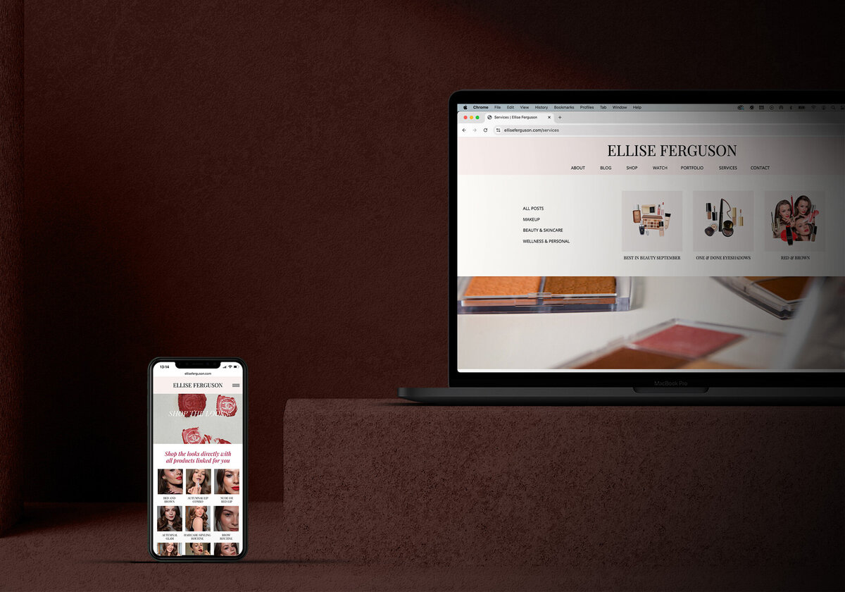 Laptop and phone mock up of website design