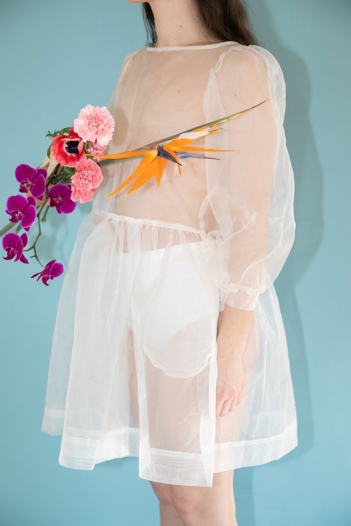 Image of model in organza dress