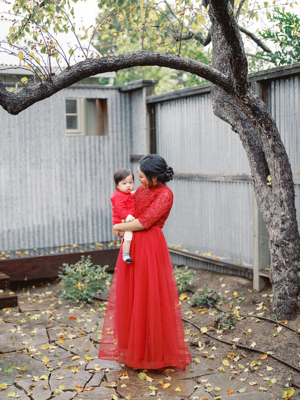 Bride in red ceremony dress