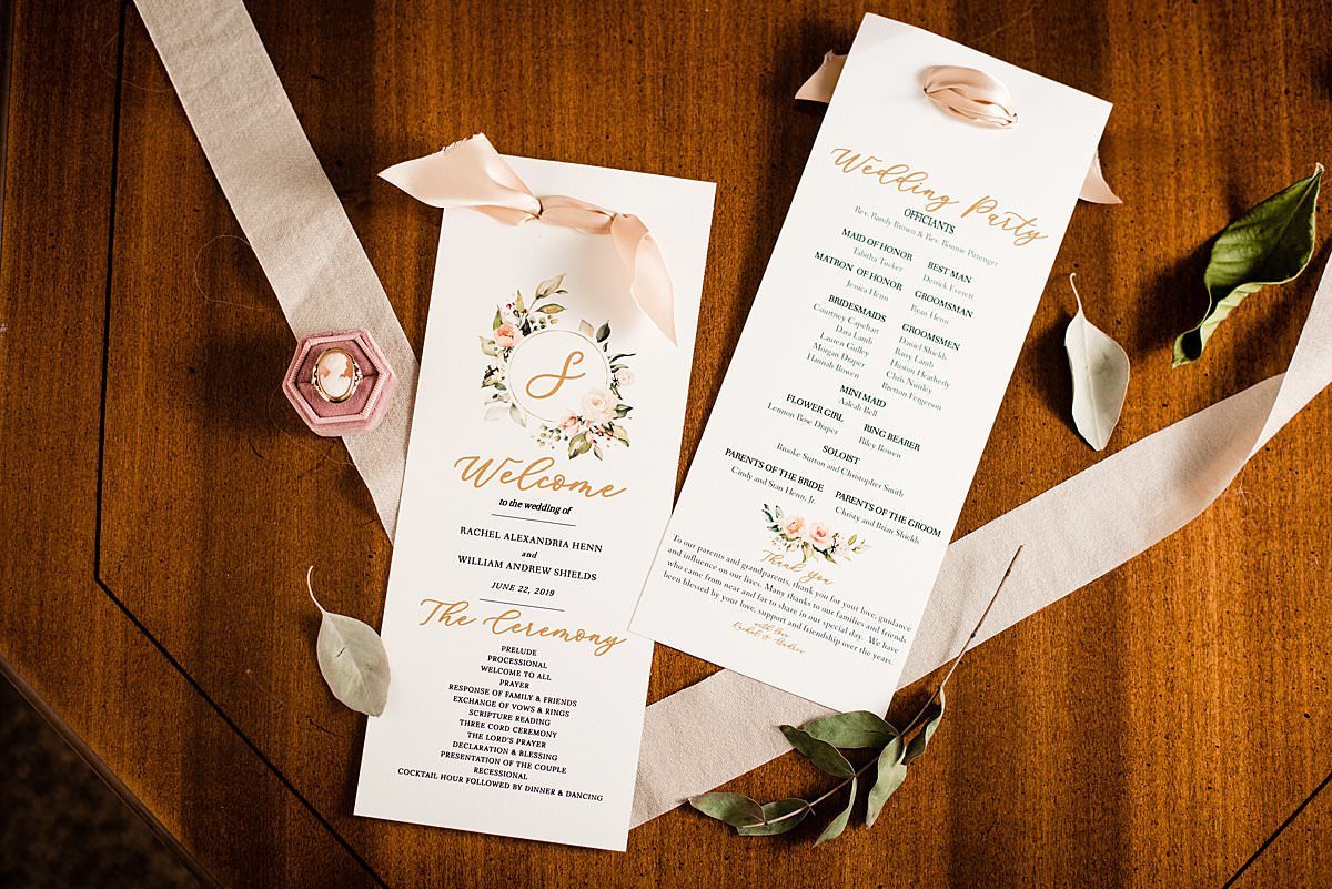 Detail photo of wedding menu