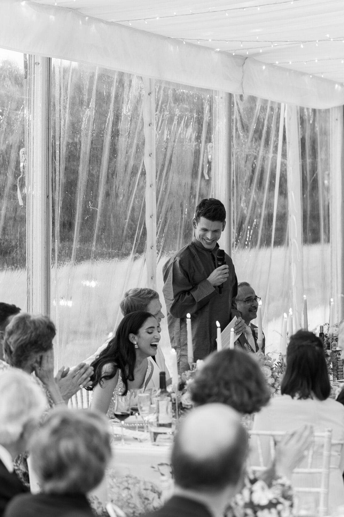 Dinner and speeches at Sezincote wedding