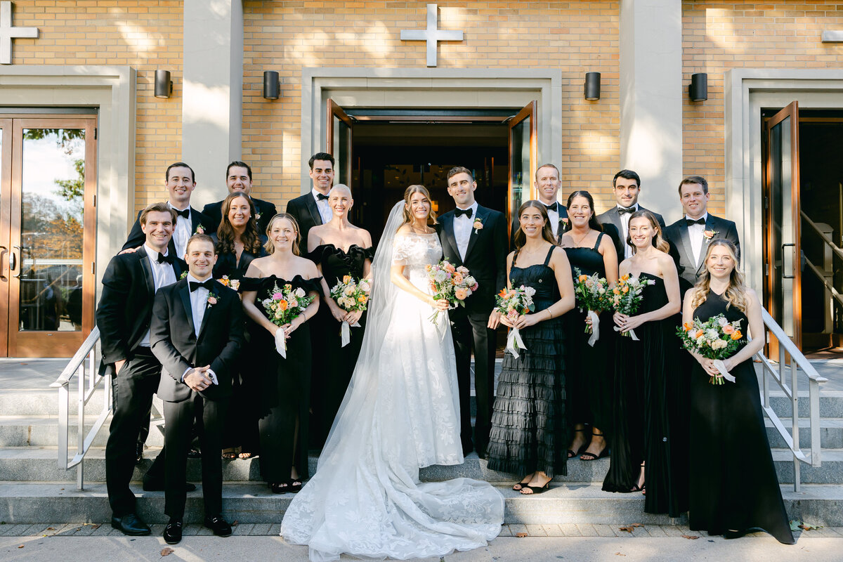 Long Island Top Wedding Photographers, Long Island luxury Wedding Photographer, Huntington NY Wedding Photographer, Bridal Party outside the church wedding photos
