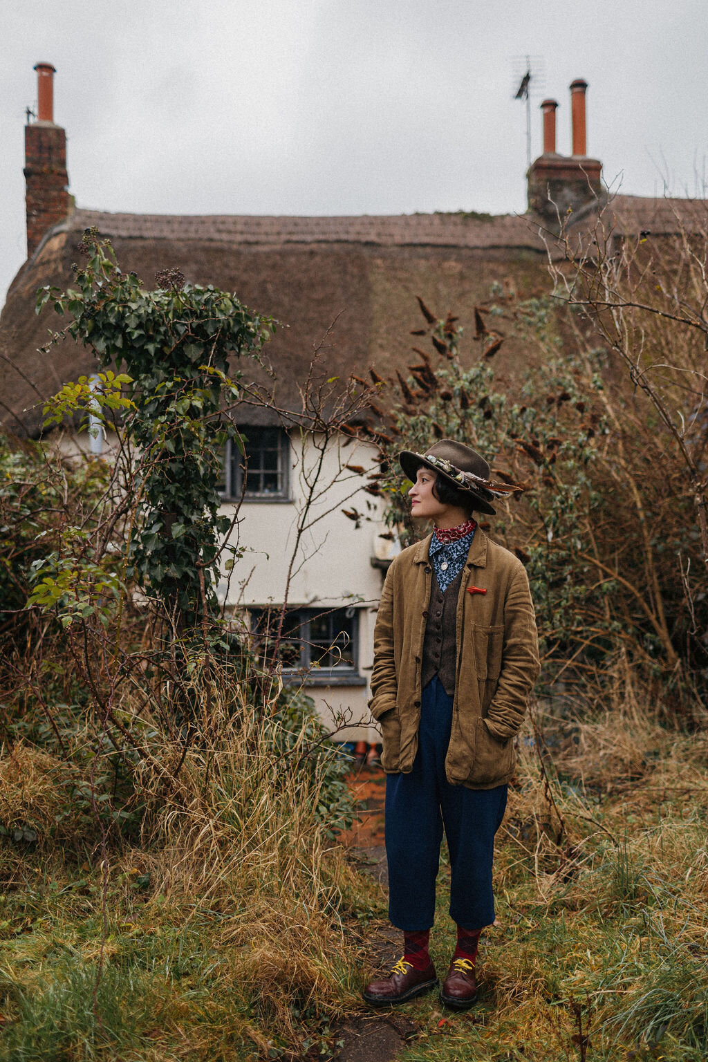 Portrait of Artist Rachel Snowdon in her garden at home