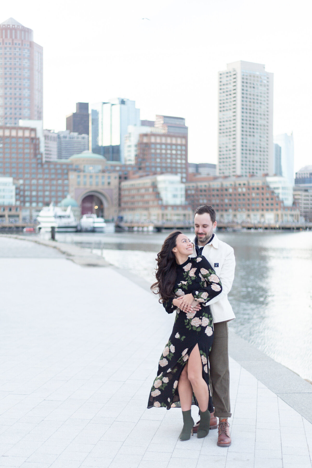 Couple has their engagement shoot at Boston Seaport