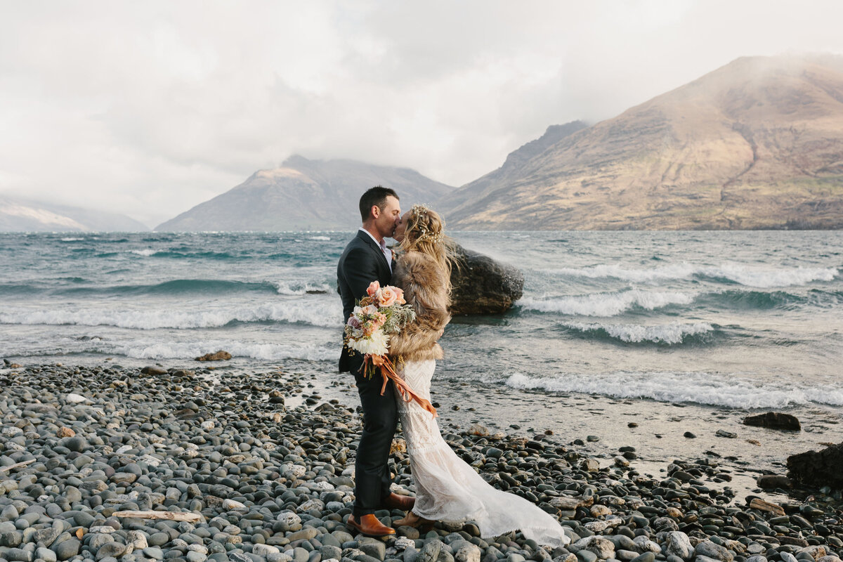 The Vase Floral Co - wedding on the side of lake wakatipu in New Zealand