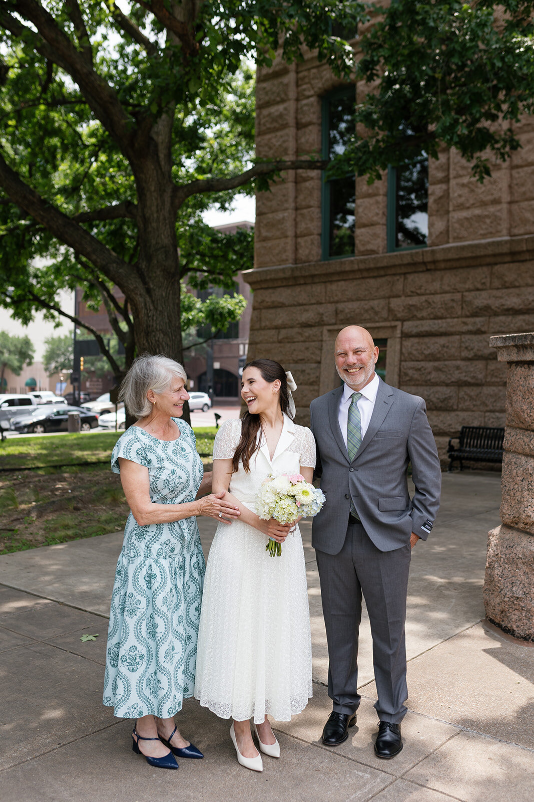 Family photos after a DFW courthouse wedding.