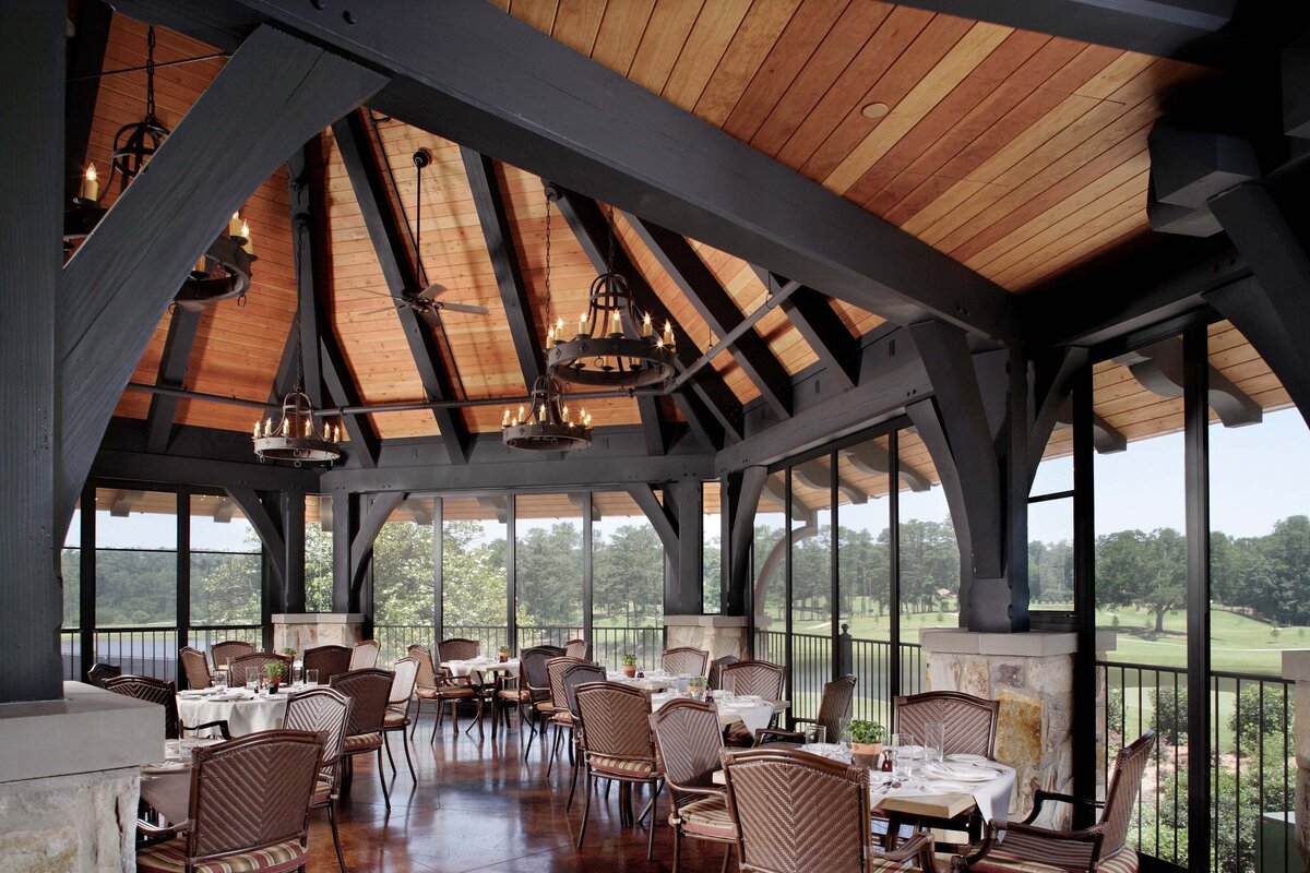 timber beams and wood ceiling at Captial City Club Bookhaven