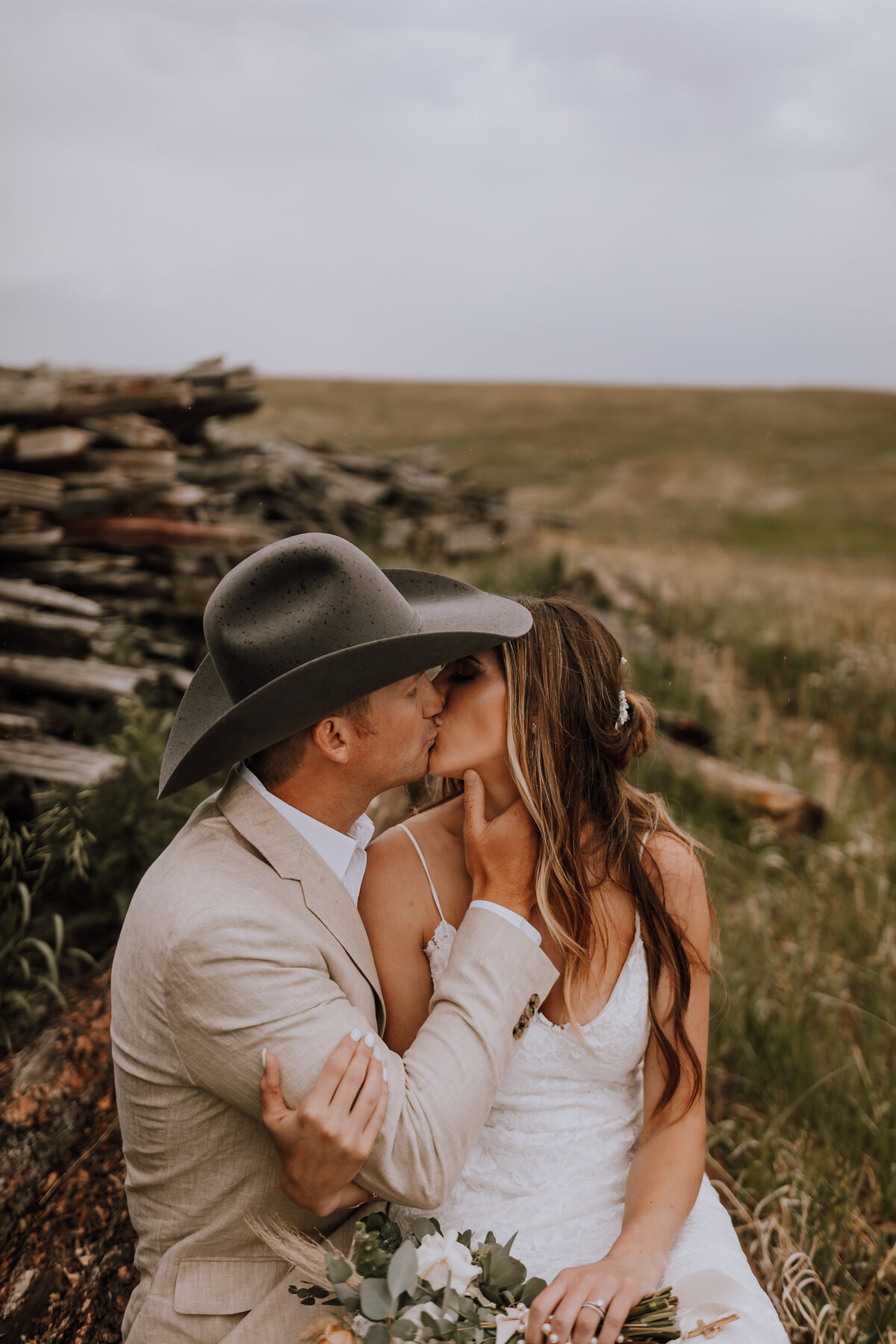 bride and groom at younger ranch in black forrest colorado