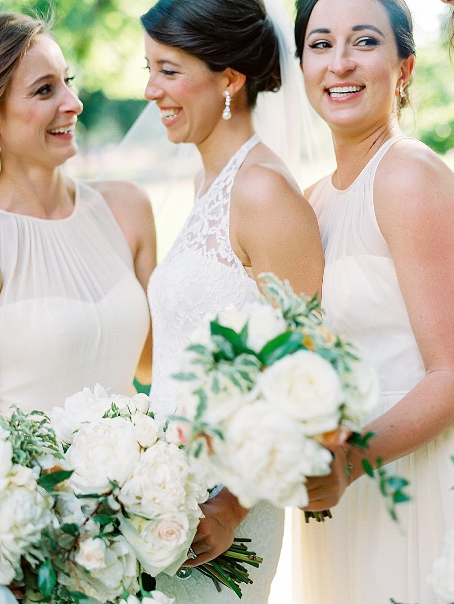 Classic Lace Wedding Dress with White Bridal Bouquet © Bonnie Sen Photography
