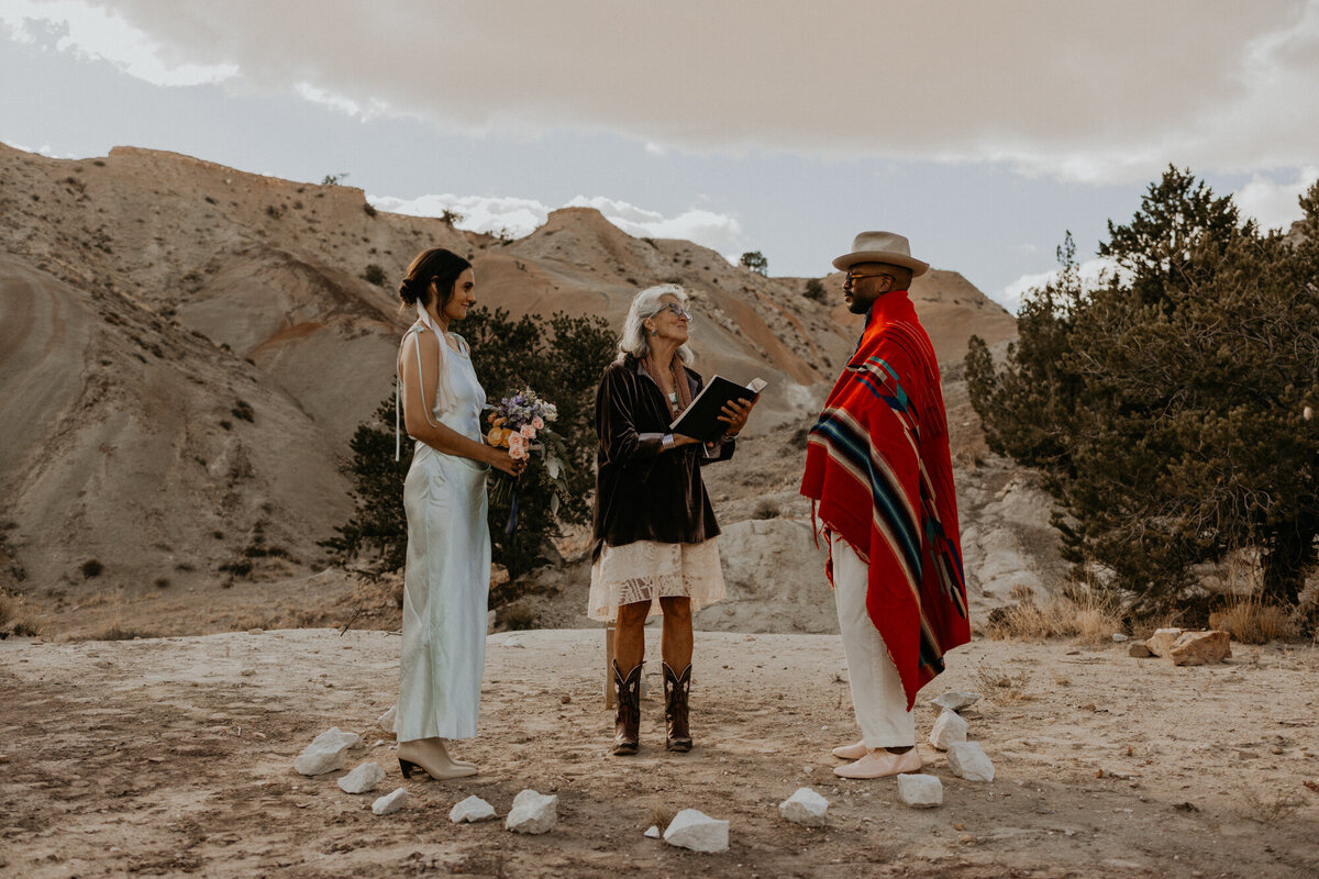 elopement ceremony among beautiful colorful rocks in New Mexico