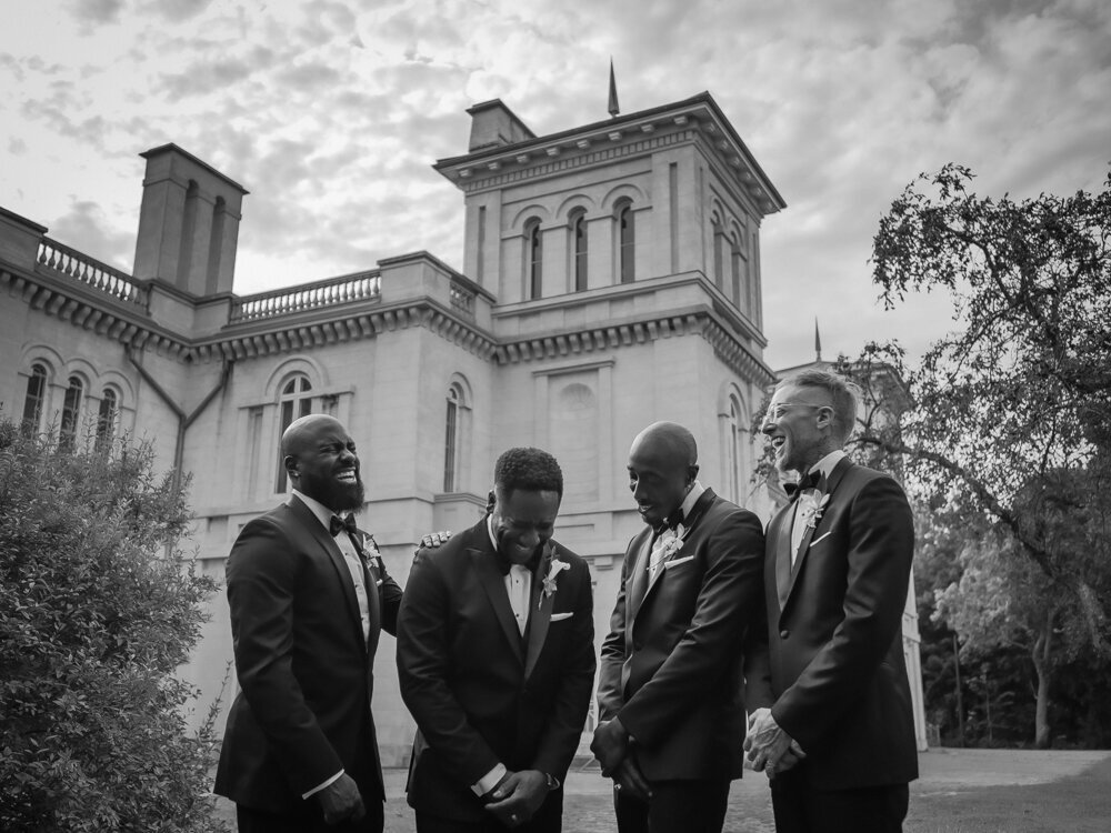 wedding party photos of groomsmen at Dundurn Castle