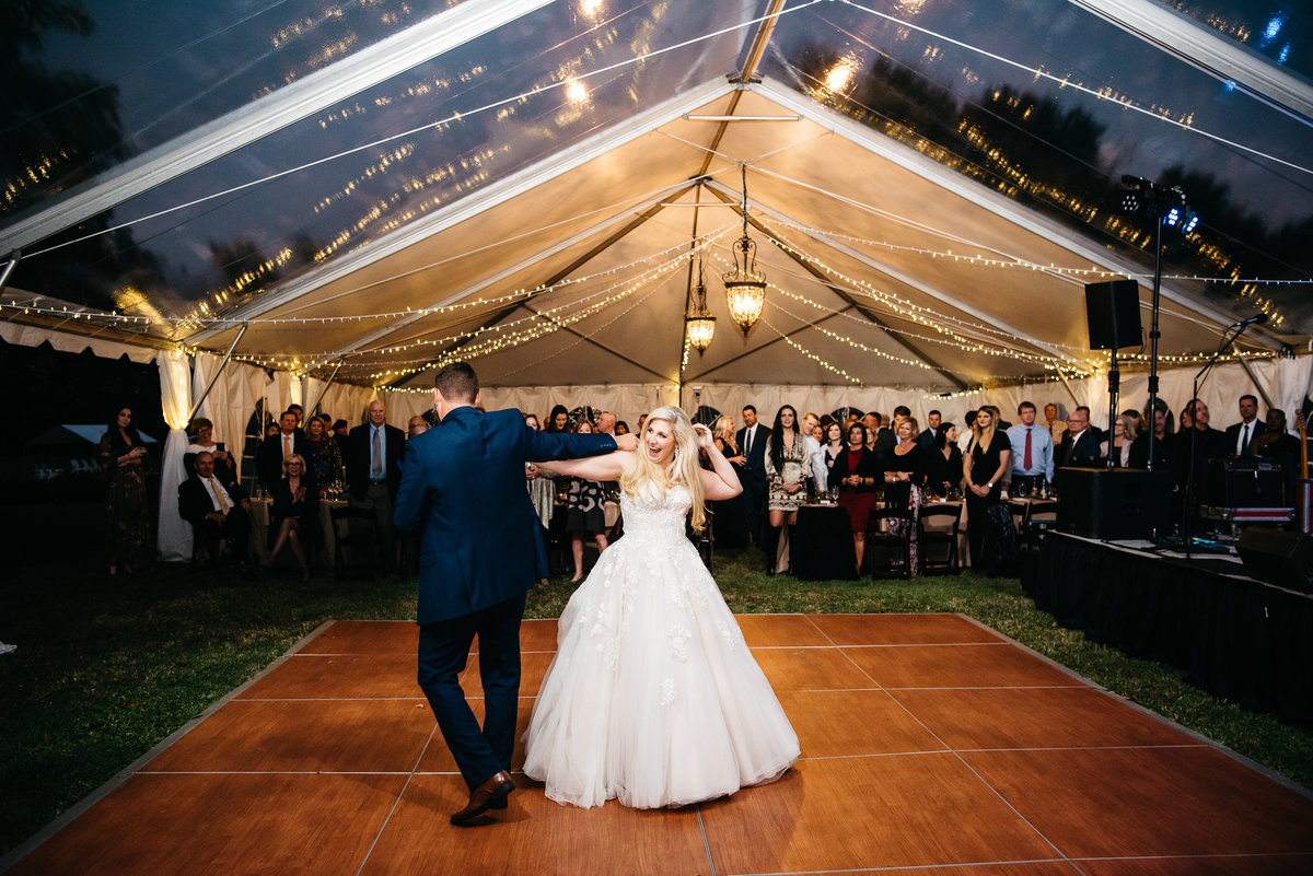 Green Boundary Club wedding first dance in tent