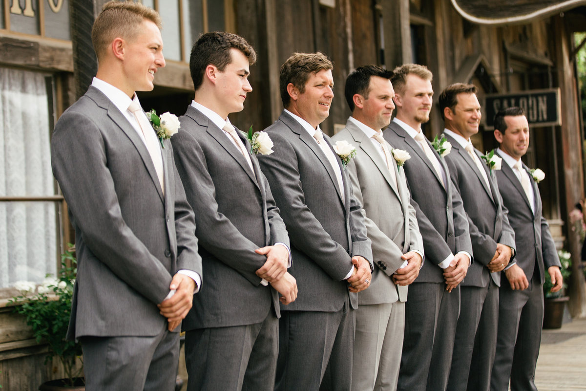 Groom and groomsmen and 1880 Union Hotel Wedding