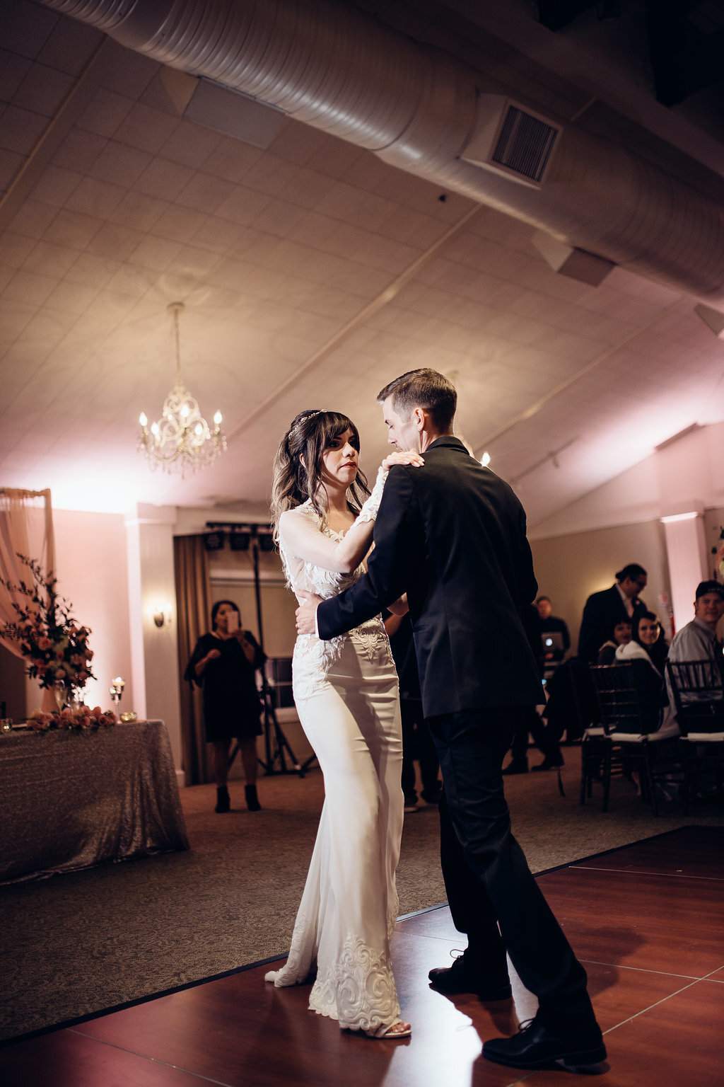 Wedding Photograph Of Bride And Groom Dancing Inside The Reception Hall Los Angeles