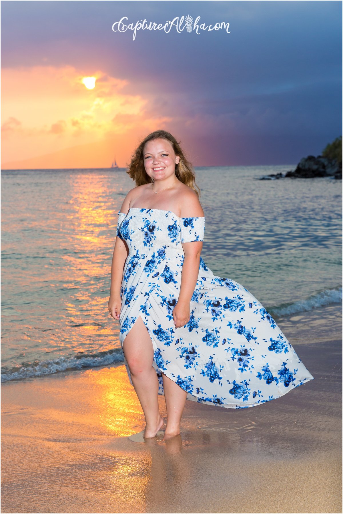 Capture Aloha Photography, Maui Senior Portrait Photography with Beautiful Sunset on the beach