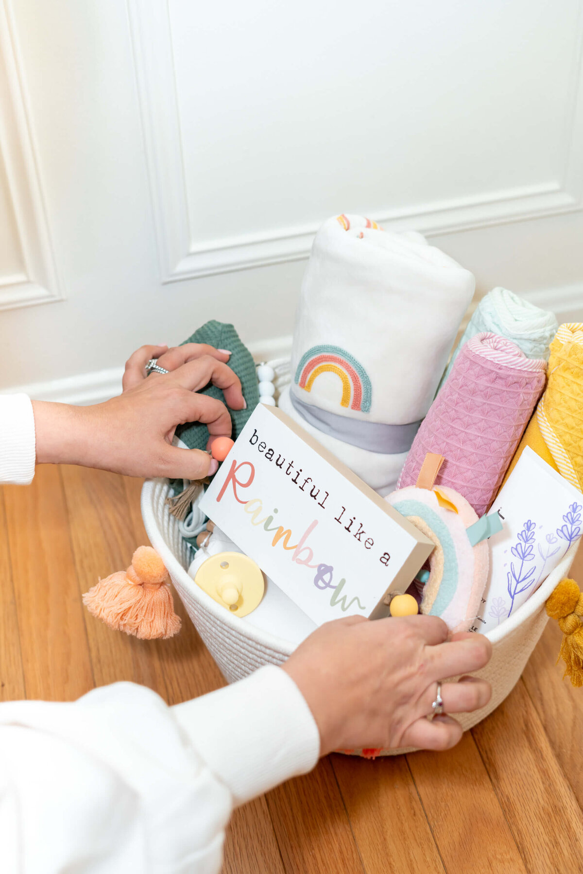 Curated Rainbow Gift Basket for New Baby or Miscarriage Beautiful Like a Rainbow Sign