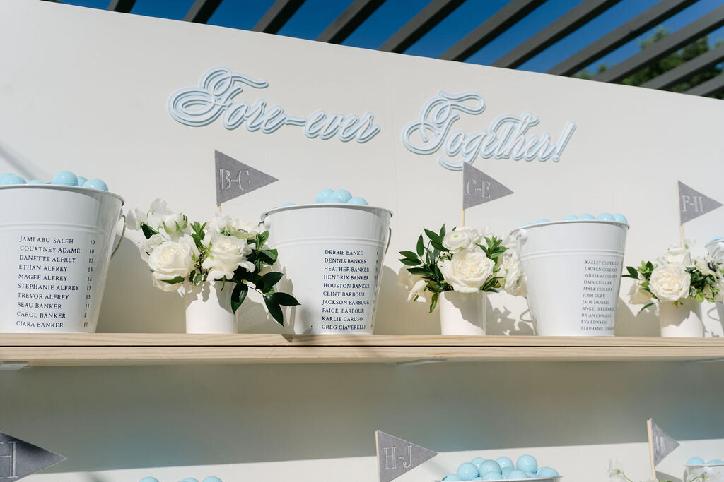 seating chart, table numbers, golf balls, something blue 