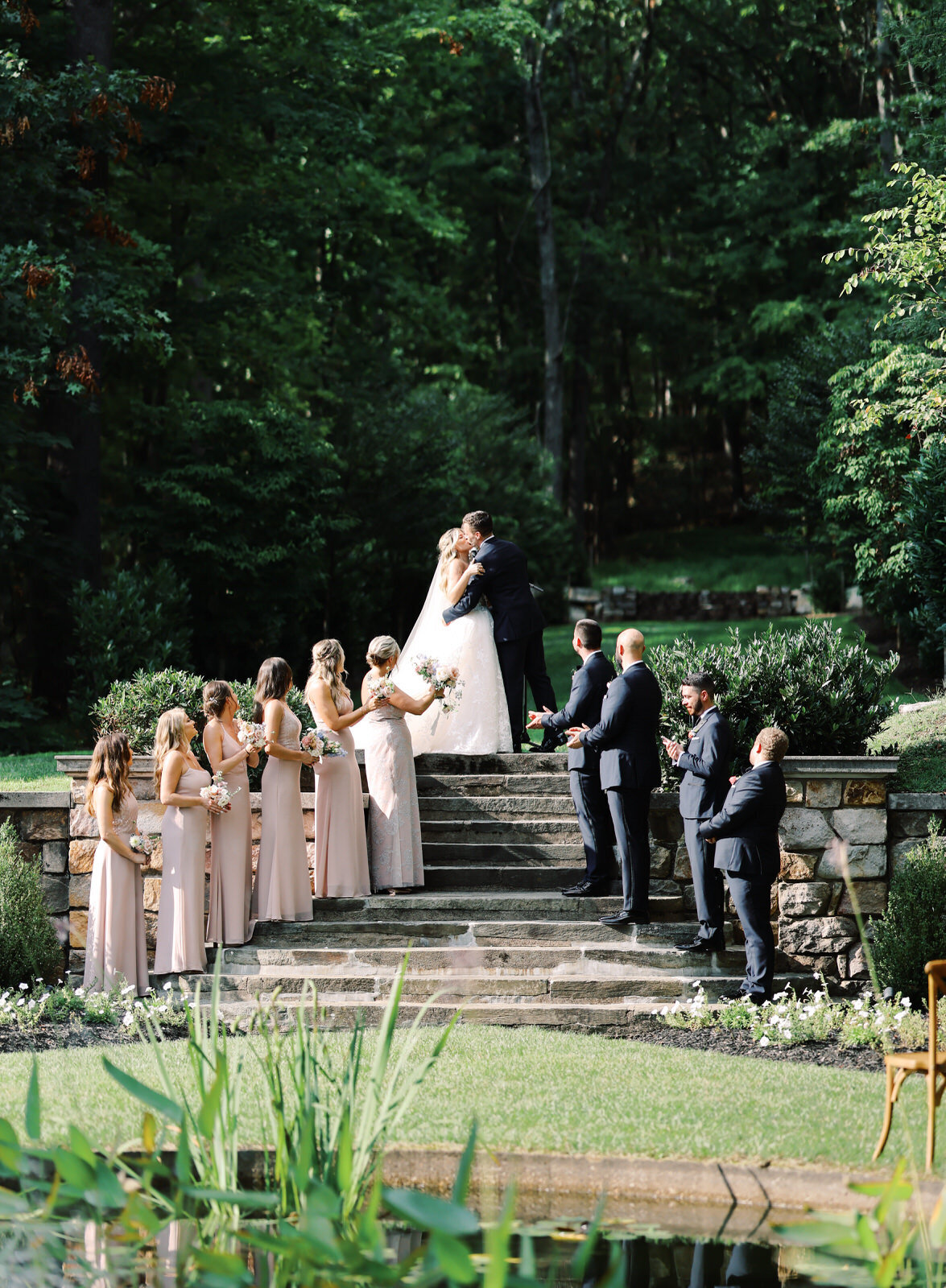Elegant outdoor summer wedding photography at a historic Maryland wedding venue.