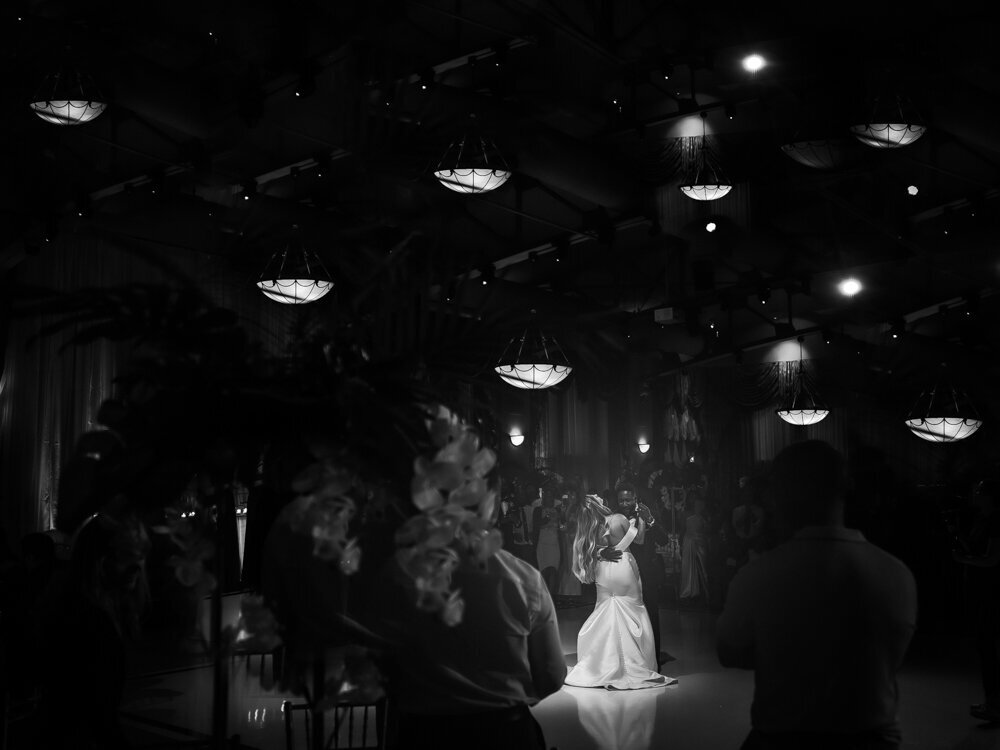bride groom dancing in ballroom