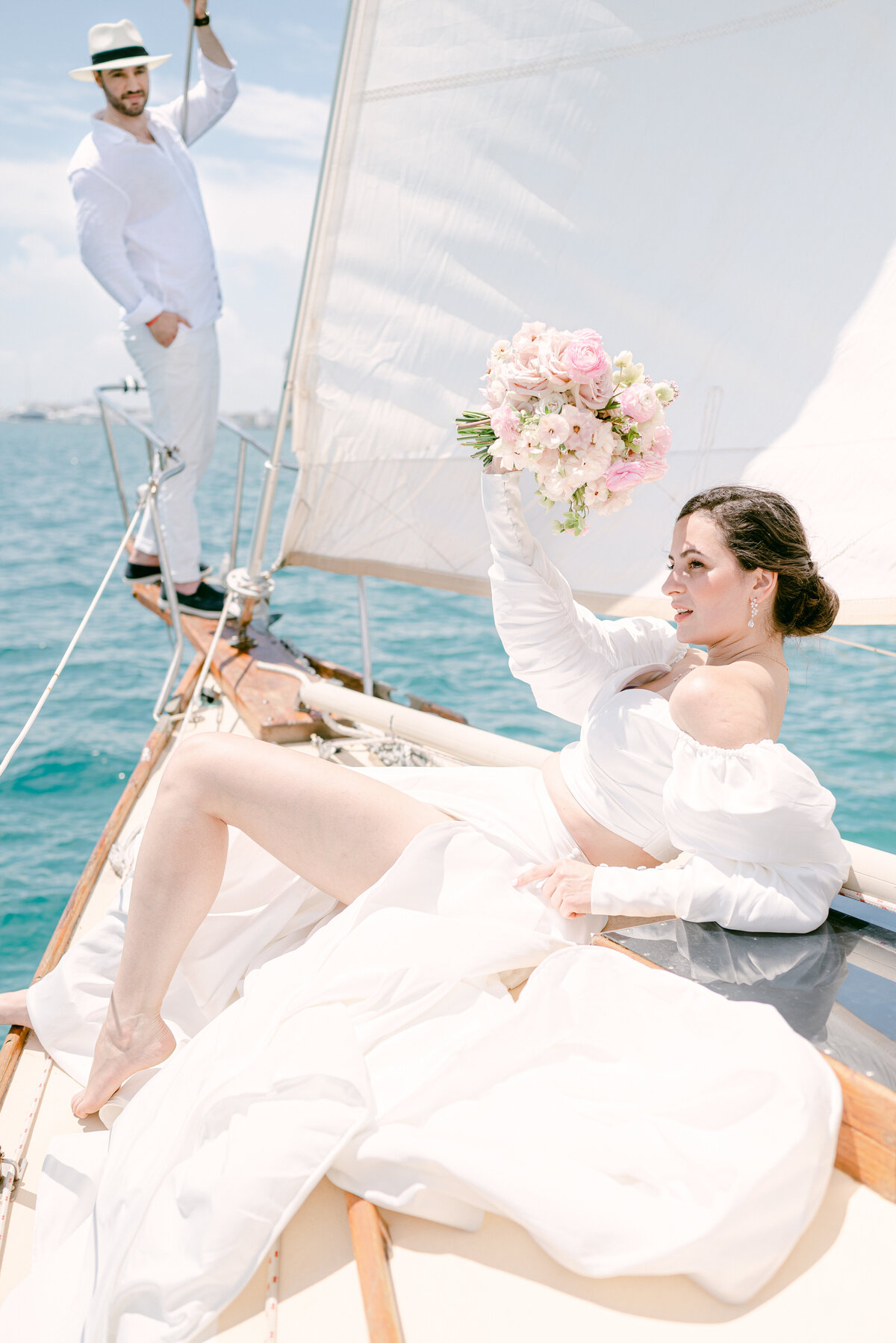 Bride on a sailboat