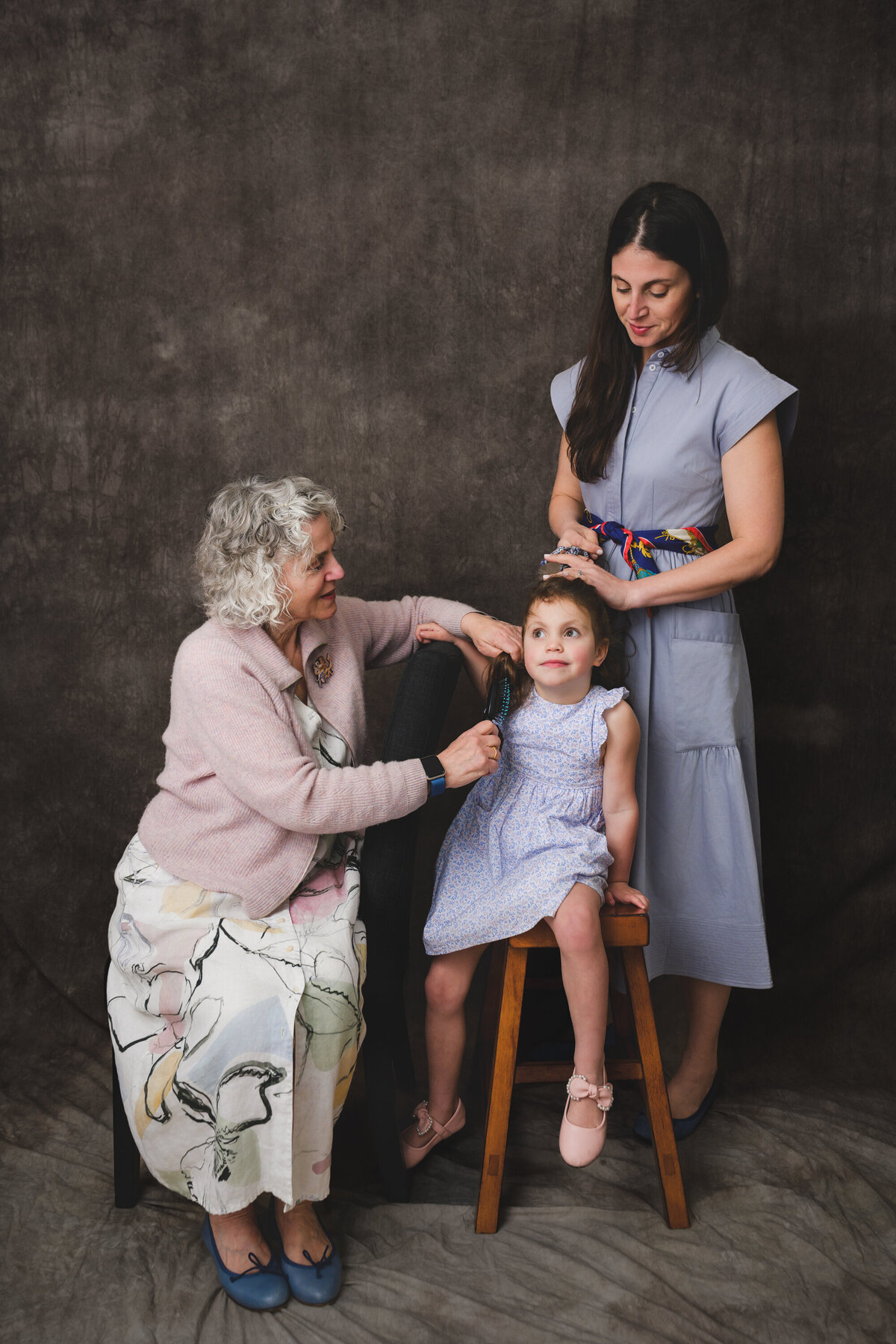 Refined family portrait in studio — Marin County fine art photography