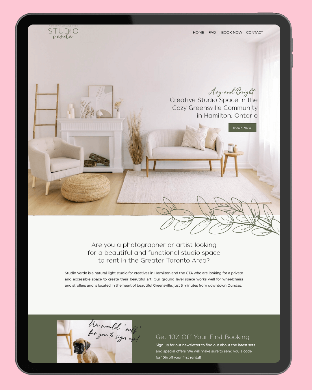 A classic photography studio website, designed by Emily, a brand and web designer for women.