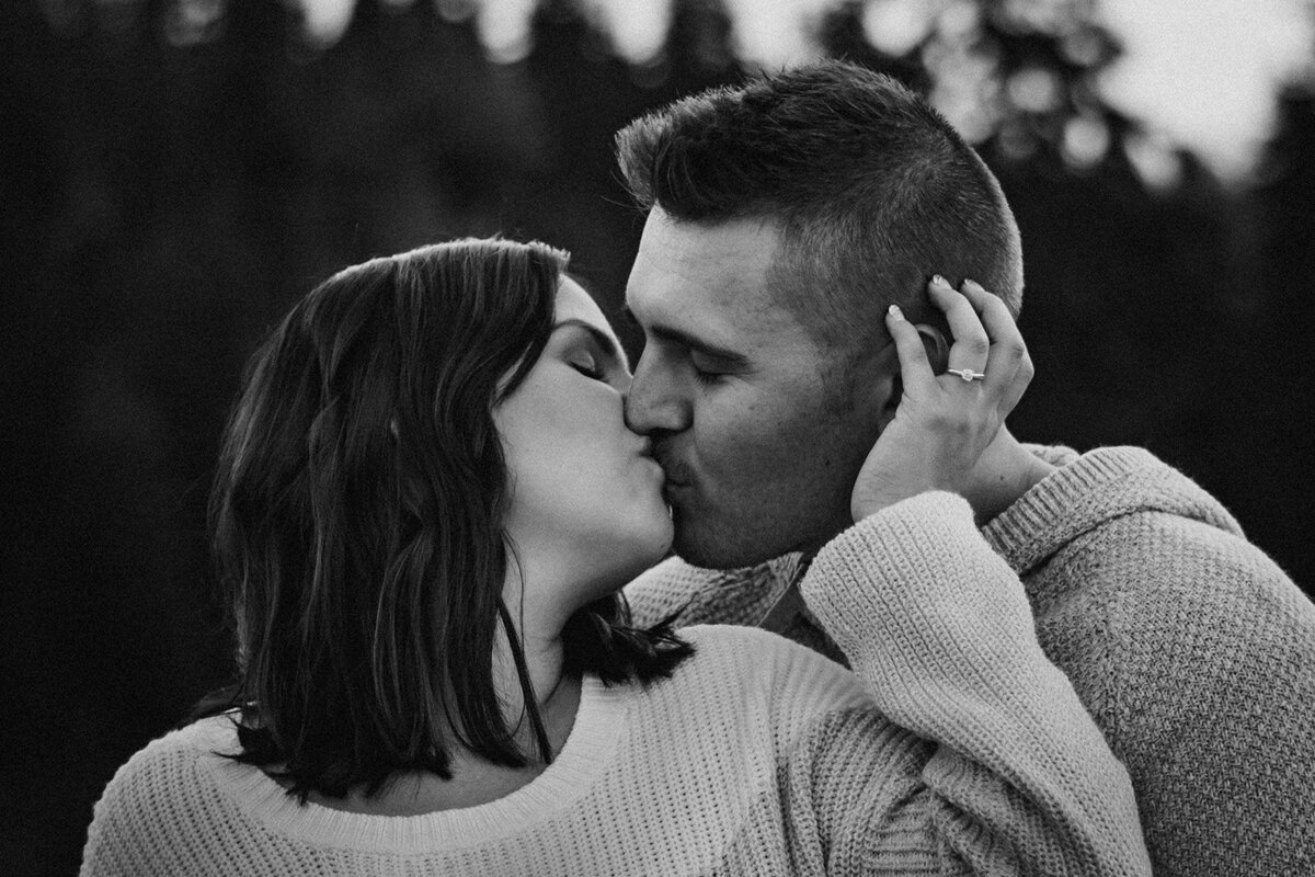 black and white engagement photography