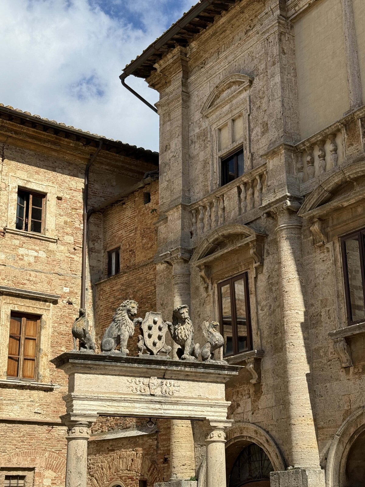 Statue outside of an older European home