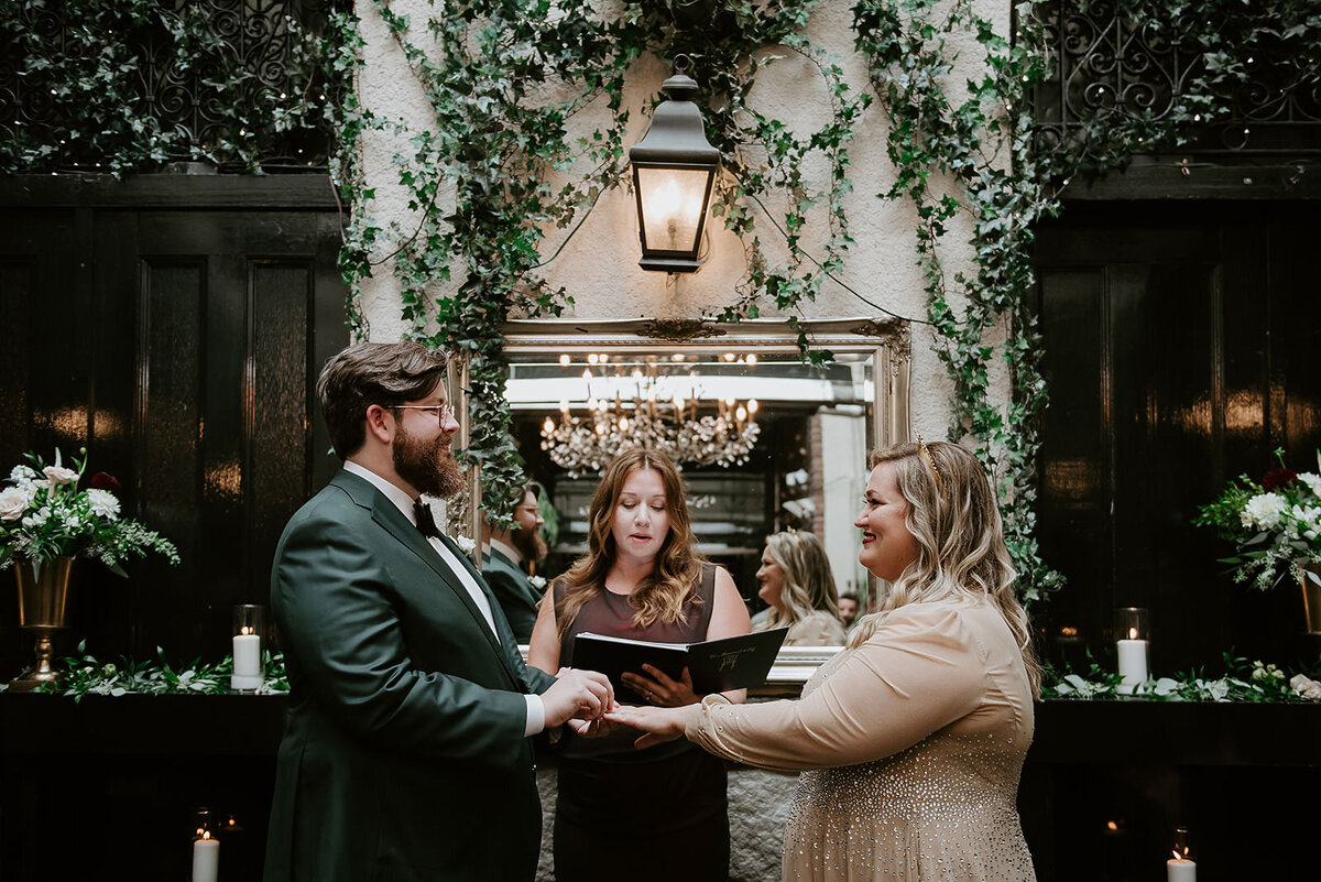 Couple during their small wedding Ceremony on the Sunshine Coast B.C